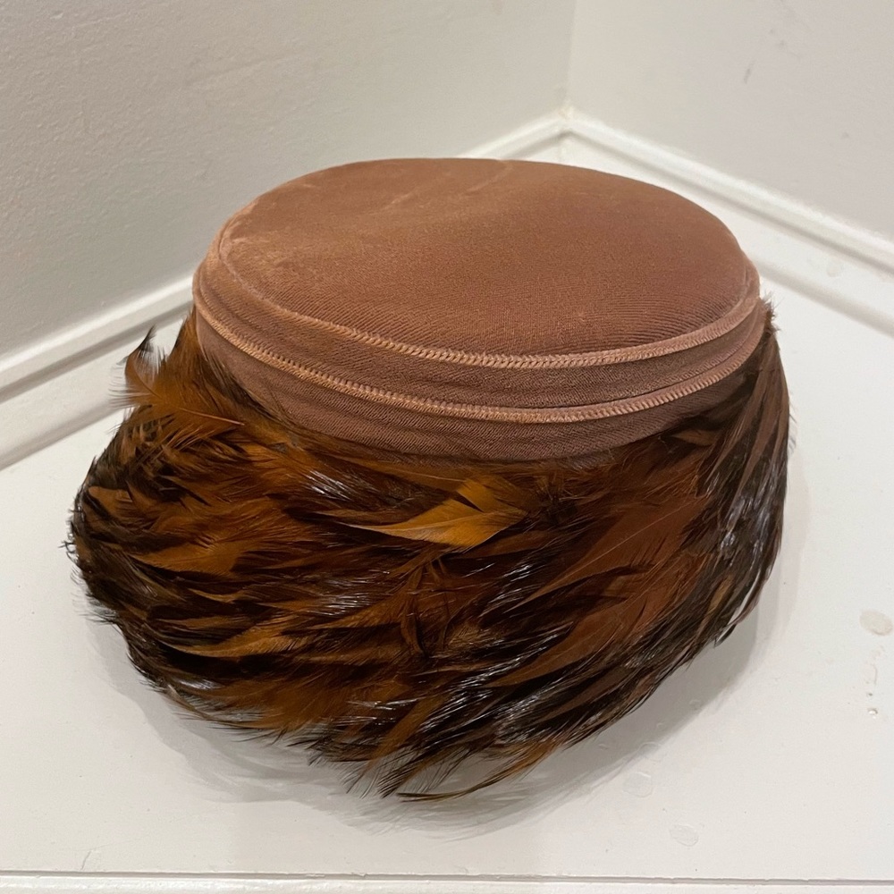 Vintage velvet and feather Cloche hat